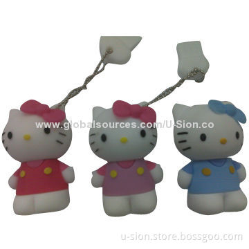 Cute Hello Kitty Cartoon PVC USB Flash Drive, 1GB-64GB with Customized Logo for Promotion Gift